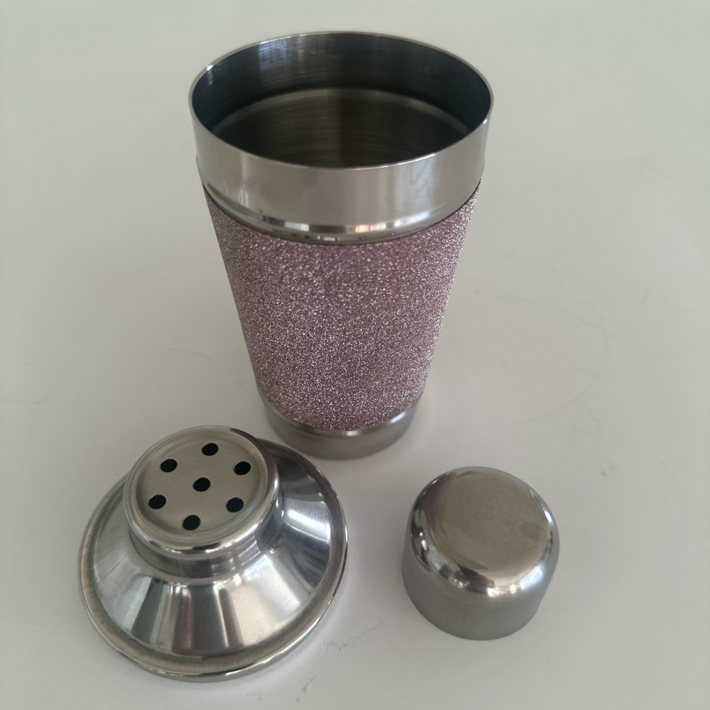 Glittery Pink Stainless Steel Small Cocktail Shaker - Picture 3 of 6